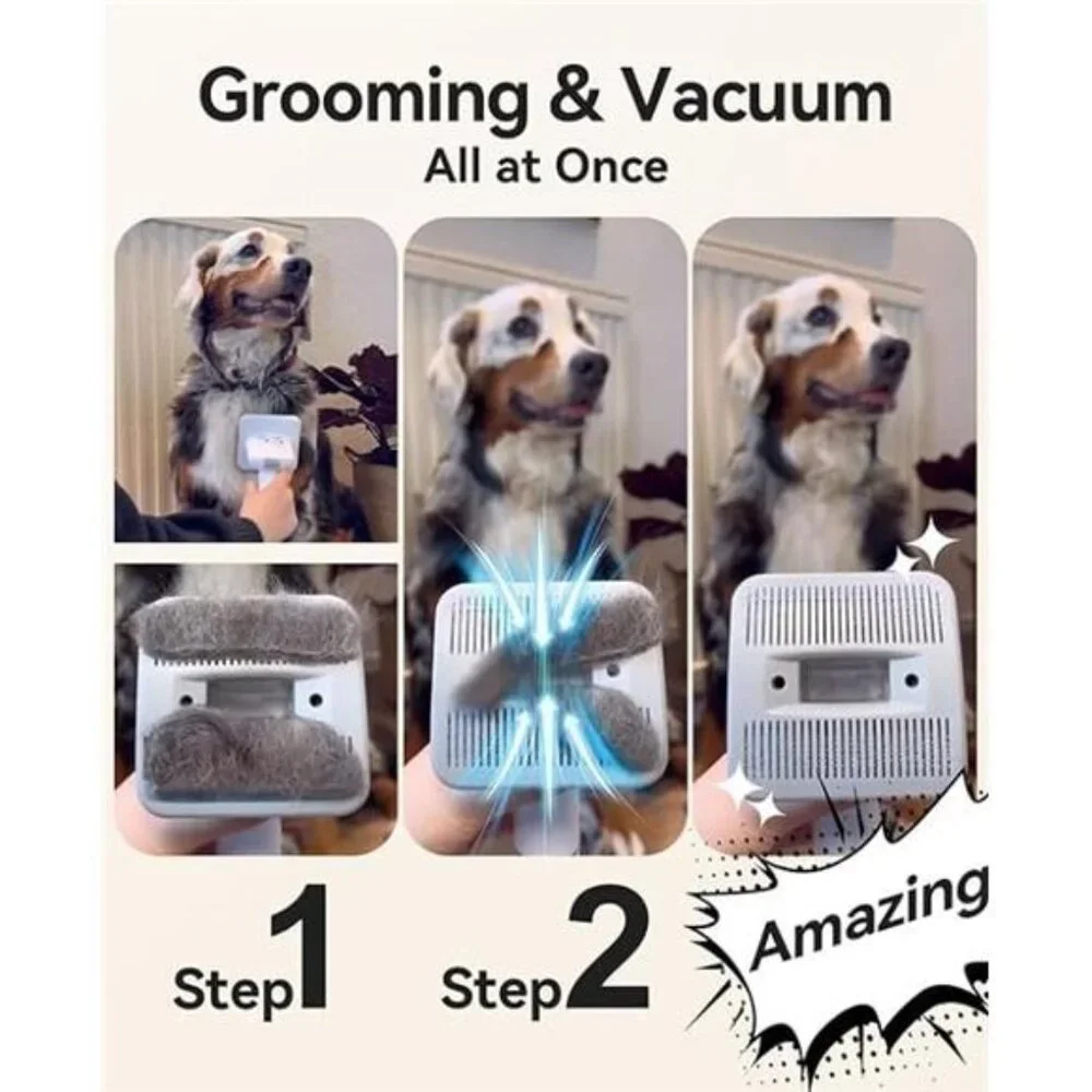 Dog Hair Vacuum & Dog Grooming Kit, Pet Grooming Vacuum with Pet Clipper